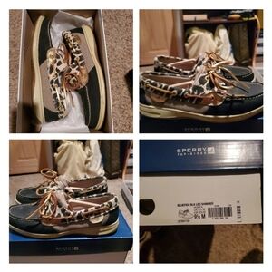 SPERRY BLACK LEO SHIMMERCHEETAH AND BLACK PRINT Size 9.5